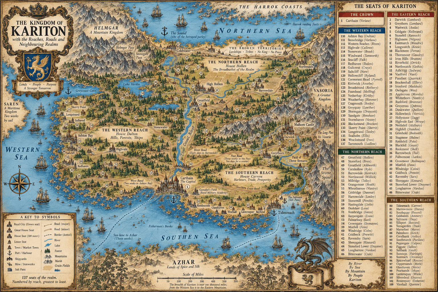 Illustrated map of the Kingdom of Kariton
